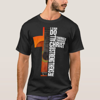 Camiseta Eu Posso Fazer Tudo Através Da Cruz De Violão Cris
