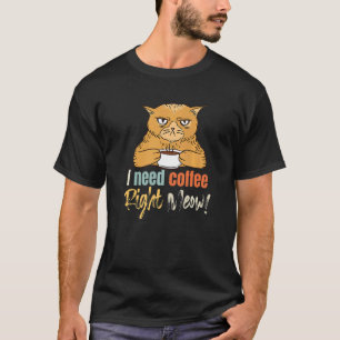 Camiseta Eu Preciso De Café Direto De Miau Maldito De Cat M