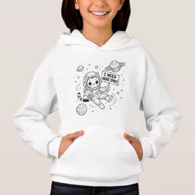 Camiseta Eu Preciso de Mais Espaço Gato Astronauta Engraçad (Frente)