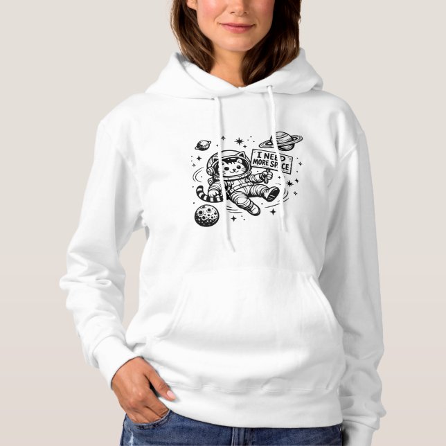 Camiseta Eu Preciso de Mais Espaço Gato Astronauta Engraçad (Frente)