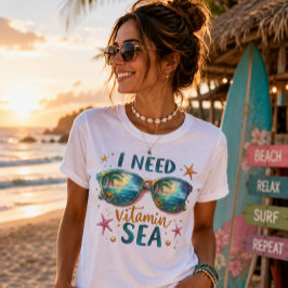 Camiseta Eu Preciso de Mar de Vitamina Verão Praia