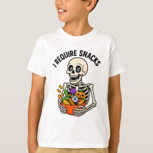 Camiseta Eu Preciso De Snacks Engraçados Esqueleto Do Dia D