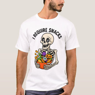 Camiseta Eu Preciso De Snacks Engraçados Esqueleto Do Dia D