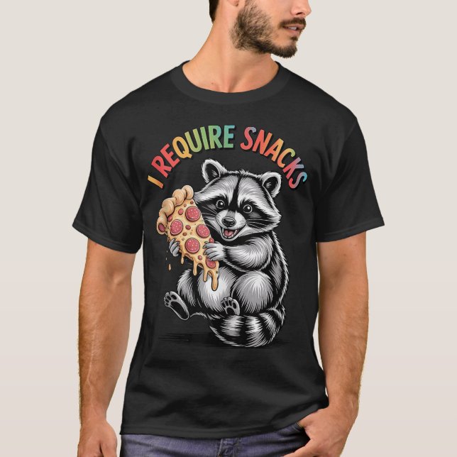 Camiseta Eu Preciso De Snacks Raccoon (Frente)