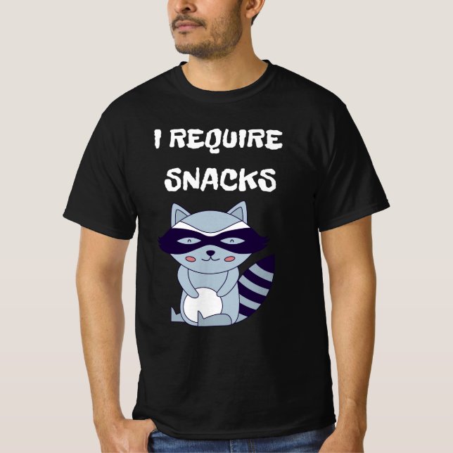 Camiseta Eu Preciso De Snacks Raccoon (Frente)