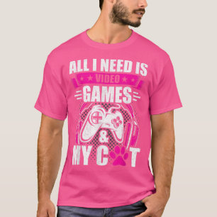 Camiseta Eu preciso de Videos games e de jogos de vídeo Cat