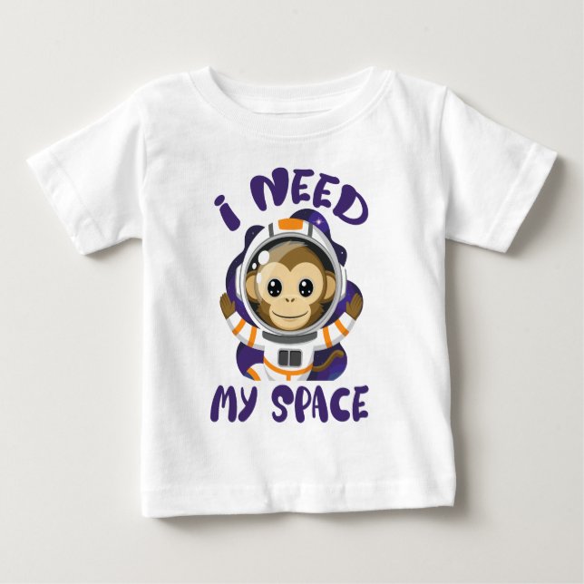 Camiseta Eu Preciso do Meu Macaco Astronauta Infantil (Frente)