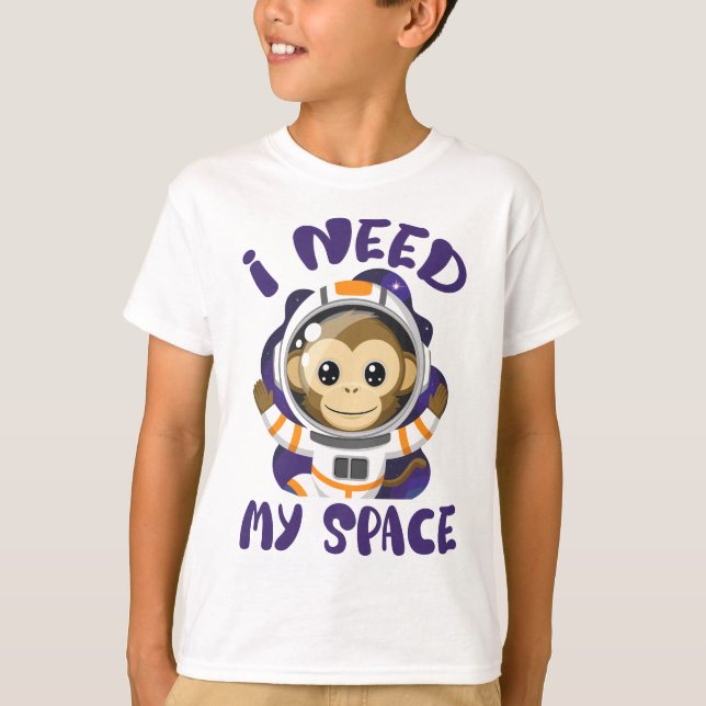 Camiseta Eu Preciso do Meu Macaco Astronauta Infantil Espac (Frente)