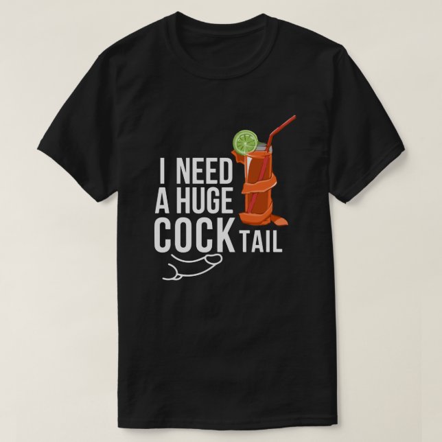 Camiseta Eu Preciso Um Coquetel Enorme Humor Adulto Diverti (Frente do Design)