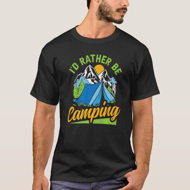 Camiseta Eu Preferencialmente Acampando Campos Tent Homens  (Frente)