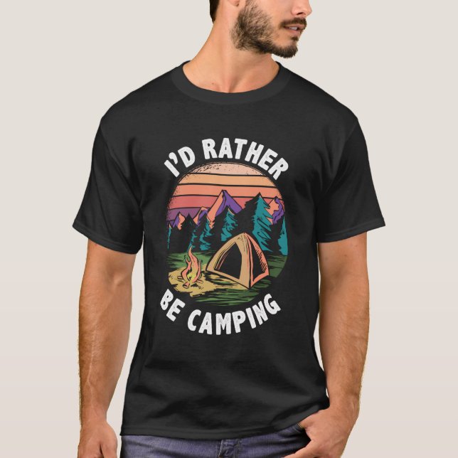 Camiseta Eu Preferencialmente Acampando Engraçado. (Frente)