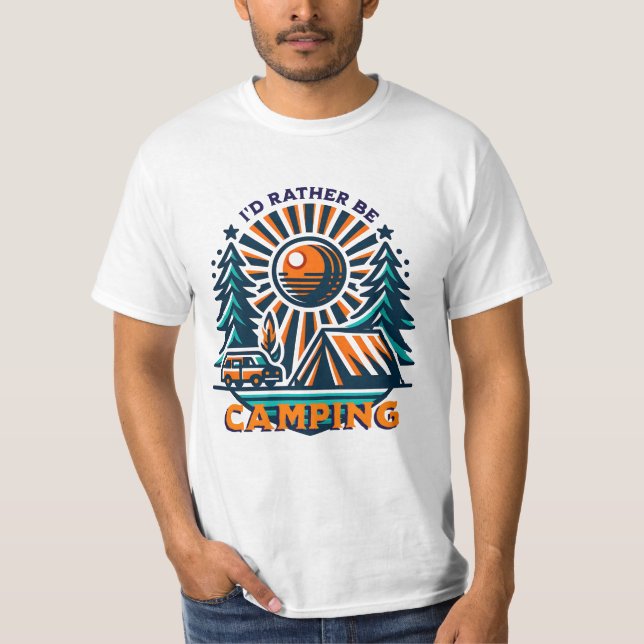 Camiseta Eu Preferencialmente acampar Vibes Vintage (Frente)