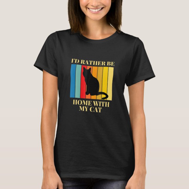 Camiseta Eu Preferencialmente Em Casa Com Meu Gato (Frente)