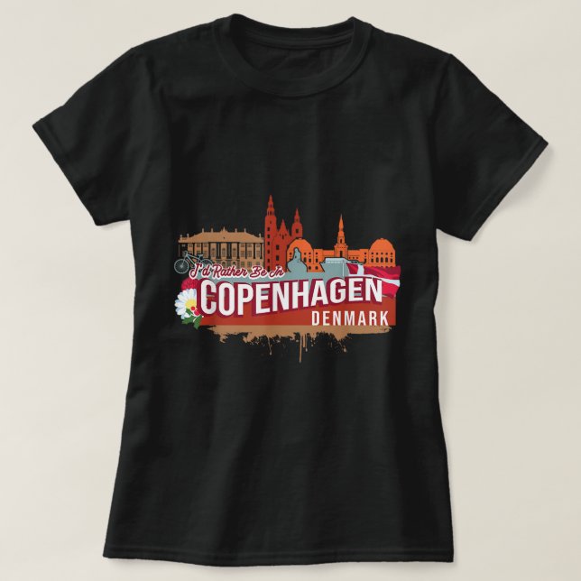 Camiseta Eu Preferencialmente Em Copenhagen Dinamarca Vinta (Frente do Design)