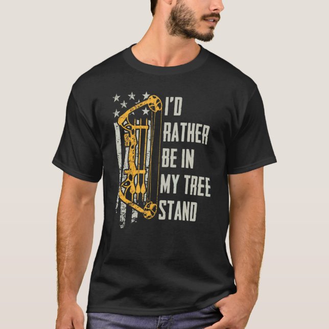 Camiseta Eu Preferencialmente Em Minha Árvore, Deer Caçando (Frente)