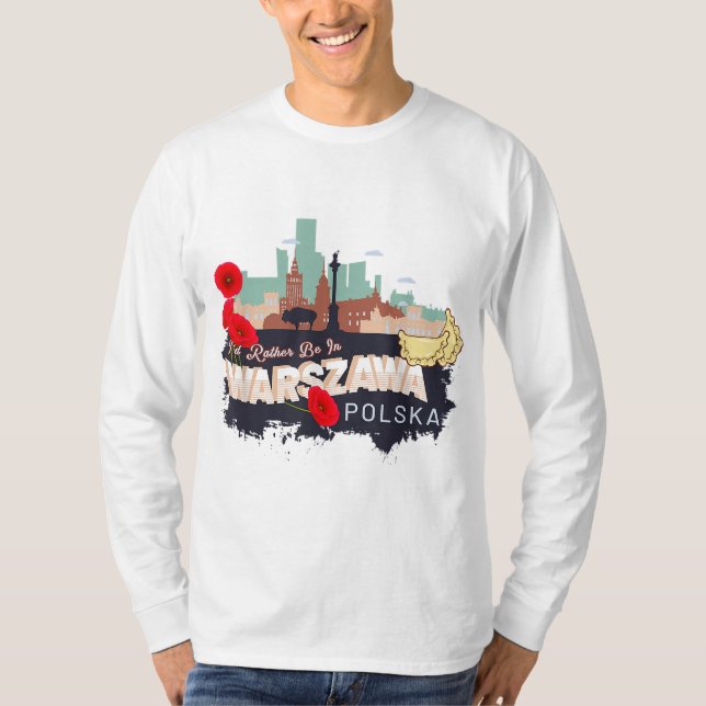 Camiseta Eu Preferencialmente Estar Em Varsóvia Polska - Vi (Frente)