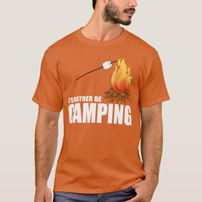 Camiseta Eu PREFERENCIALMENTE ESTARIA ACAMPANDO (Frente)
