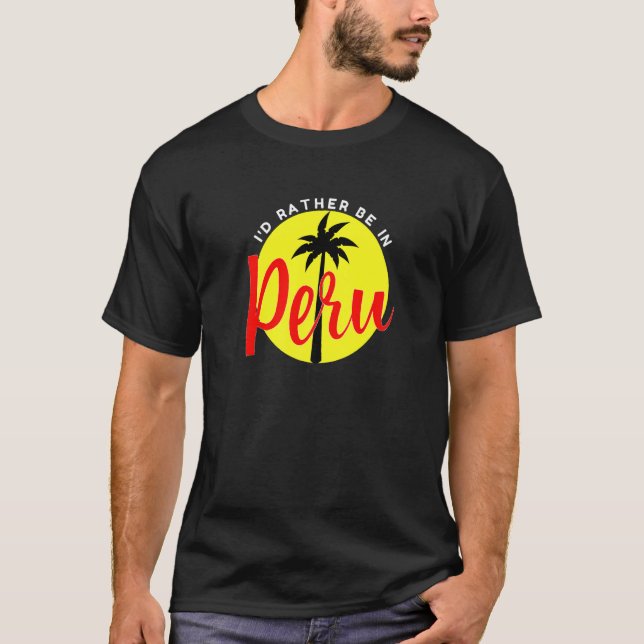 Camiseta Eu Preferencialmente no Peru - Férias de Praia Blu (Frente)