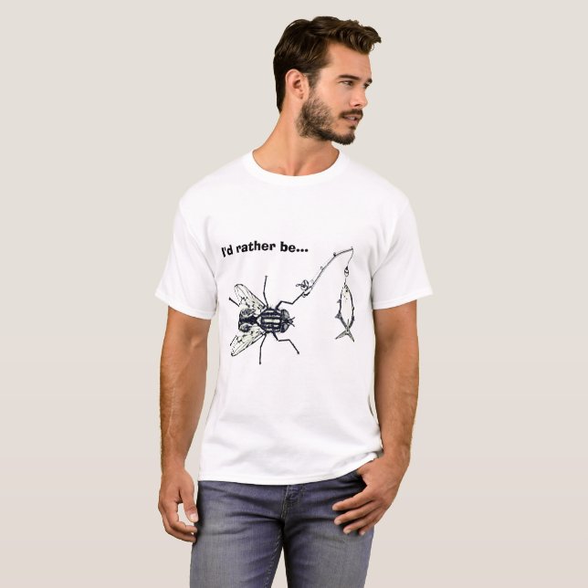 Camiseta Eu preferencialmente seria pesca de mosca (Frente Completa)