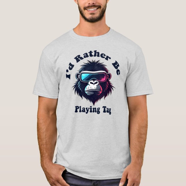 Camiseta Eu Preferencialmente Tocando A Etiqueta Gorilla Mo (Frente)