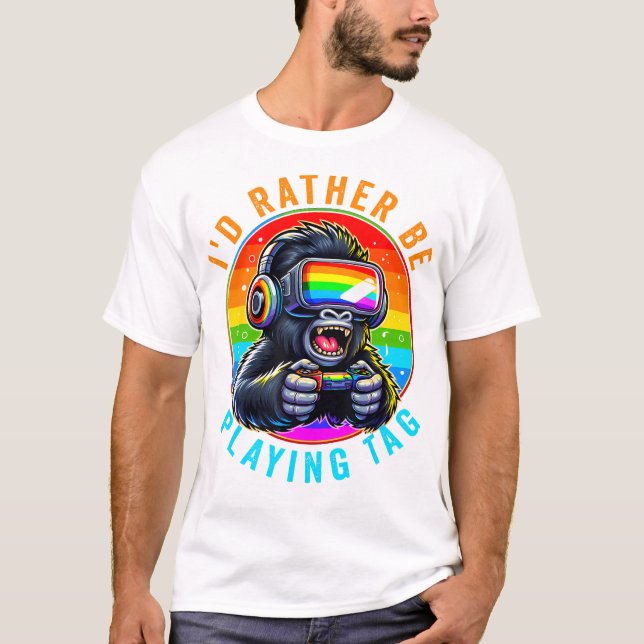 Camiseta Eu Preferencialmente Tocando A Etiqueta Gorilla Mo (Frente)