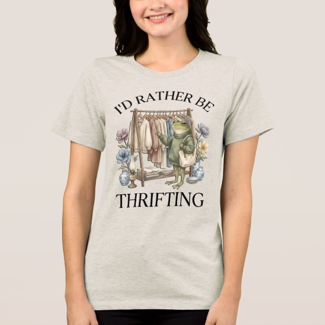 Camiseta Eu Preferiria Estar Comprando Roupas de Segunda Mã (Frente)