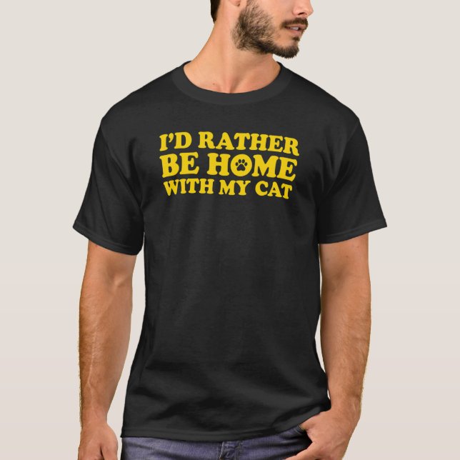 Camiseta Eu Preferiria Estar em Casa Com Meu Gato 4 (Frente)