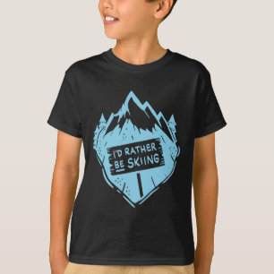 Camiseta Eu Preferiria Estar Esquiando Citação Esquiador En