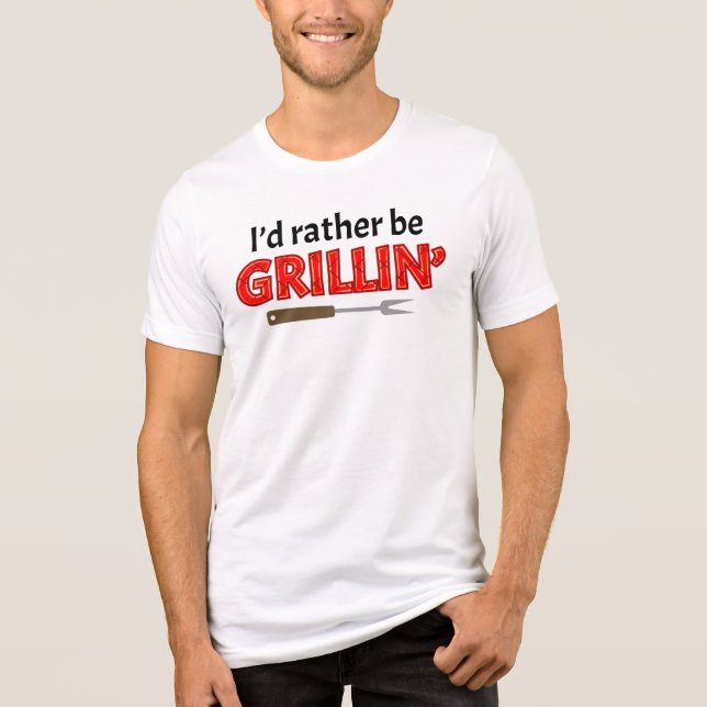 Camiseta Eu Preferiria Estar Grelhando Bifes Grillmaster (Frente)