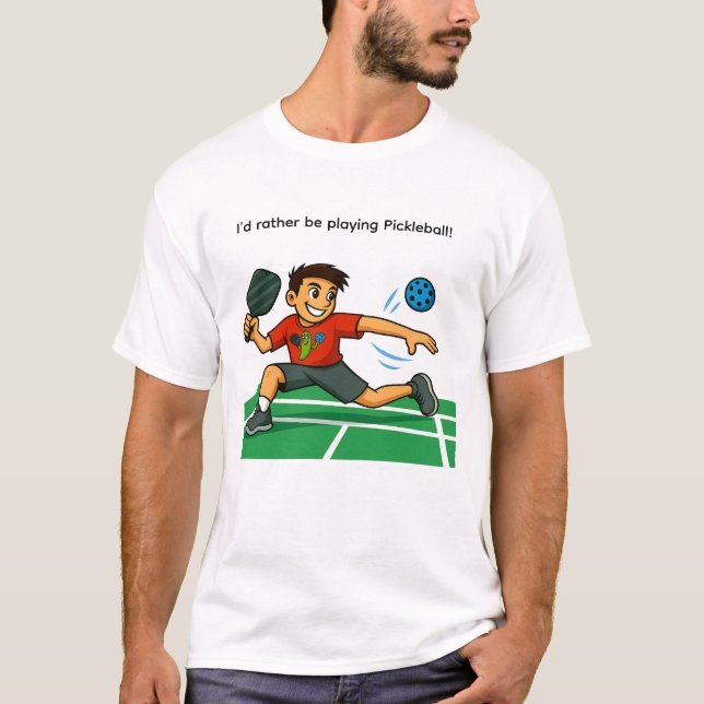 Camiseta Eu preferiria estar jogando Pickleball (Frente)