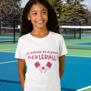 Camiseta Eu Preferiria Estar Jogando Pickleball Fofo Rosa M