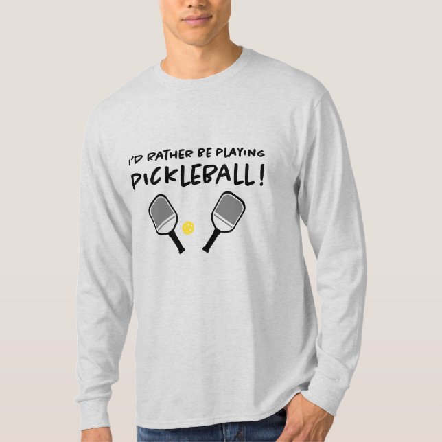 Camiseta Eu Preferiria Estar Jogando Pickleball Nome Person (Frente)