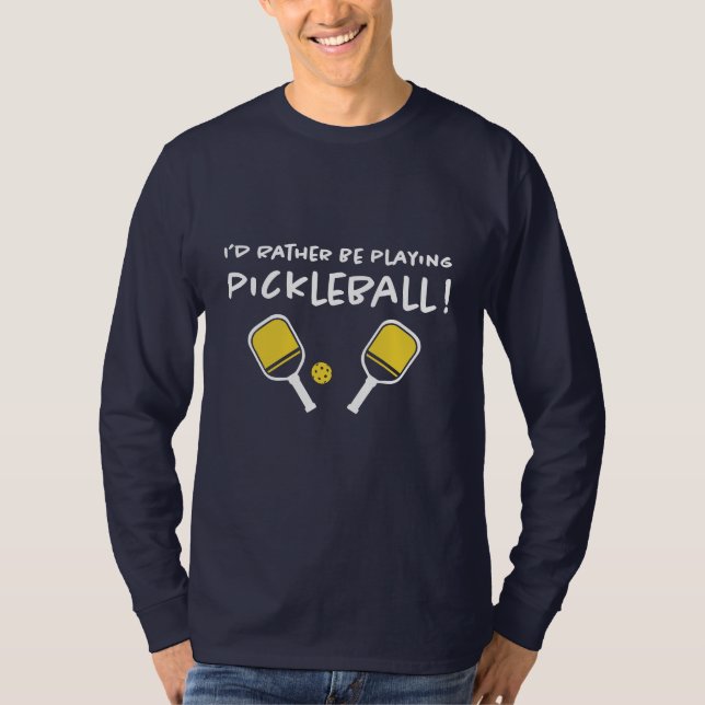 Camiseta Eu Preferiria Estar Jogando Pickleball Nome Person (Frente)