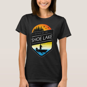 Camiseta Eu Preferiria Estar No Lago Shoe Wisconsin Pescand