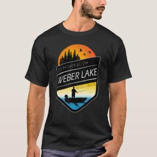 Camiseta Eu Preferiria Estar No Lago Weber Wisconsin Pescan