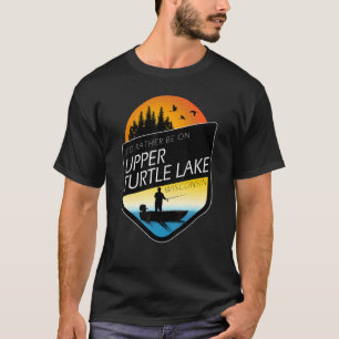 Camiseta Eu Preferiria Estar No Upper Turtle Lake Wisconsin