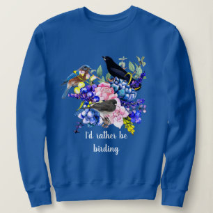 Camiseta Eu Preferiria Estar Observando Pássaros Rosa Flora