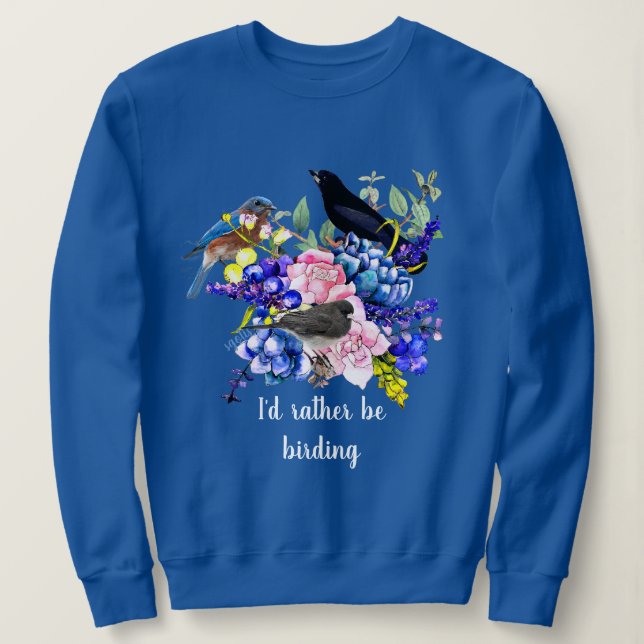 Camiseta Eu Preferiria Estar Observando Pássaros Rosa Flora (Frente do Design)
