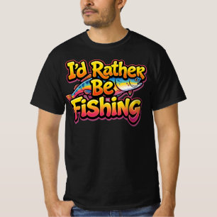 Camiseta Eu Preferiria Estar Pescando Arco-Íris
