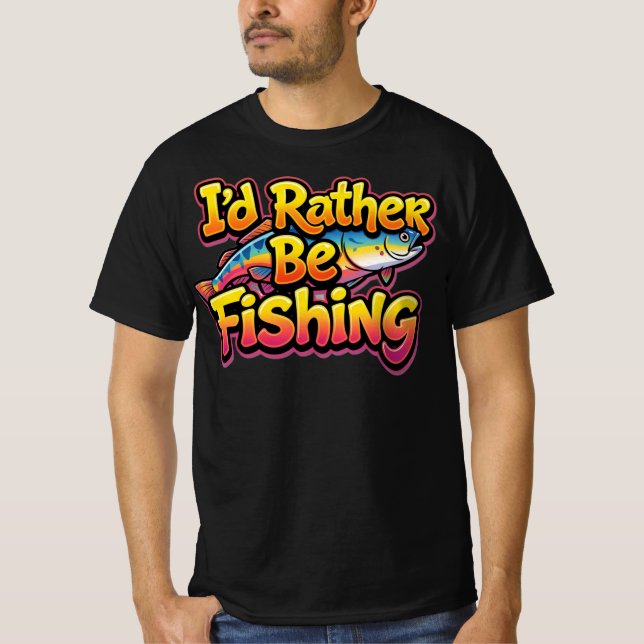 Camiseta Eu Preferiria Estar Pescando Arco-Íris (Frente)