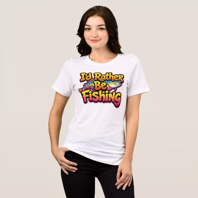 Camiseta Eu Preferiria Estar Pescando Arco-Íris (Frente Completa)