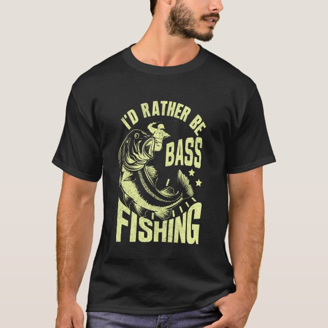 Camiseta Eu Preferiria Estar Pescando Bass (Frente)