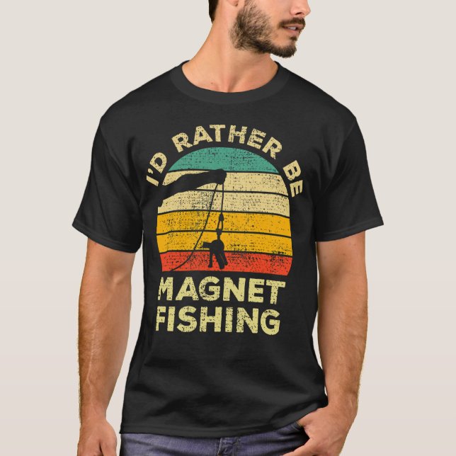 Camiseta Eu Preferiria Estar Pescando com Ímã Presente Vint (Frente)