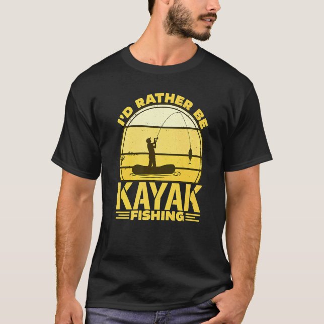 Camiseta Eu Preferiria Estar Pescando de Caiaque (Frente)