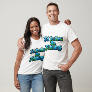 Camiseta Eu Preferiria Estar Pescando Desenho de Peixe Fofo