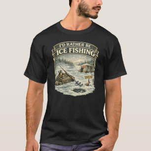 Camiseta Eu Preferiria Estar Pescando no Gelo Design de Vel