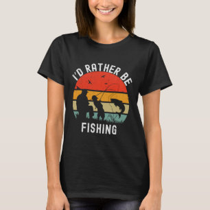 Camiseta Eu Preferiria Estar Pescando Piada H Homens Mulher