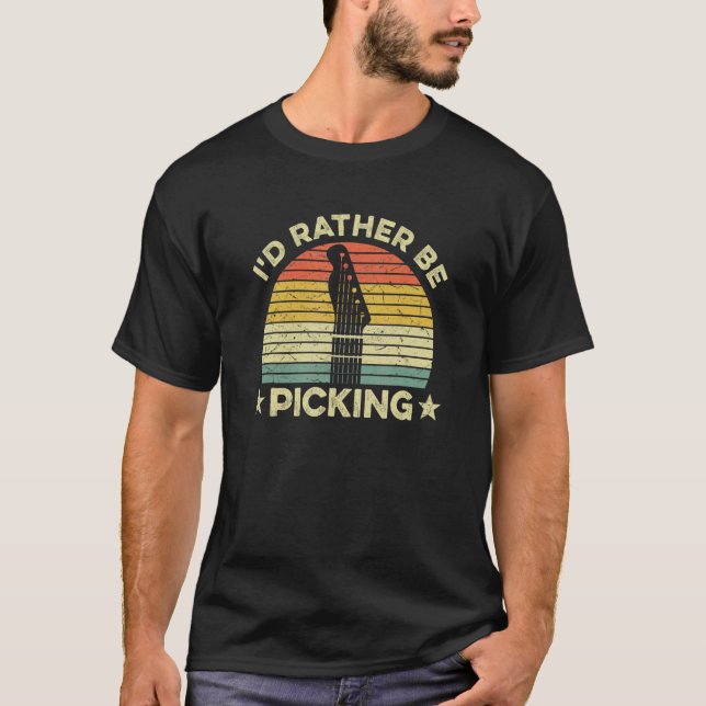 Camiseta Eu Preferiria Estar Tocando Citação Para Um Violão (Frente)