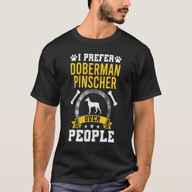 Camiseta Eu Prefiro Doberman Pinscher a Cachorro de Pessoas (Frente)