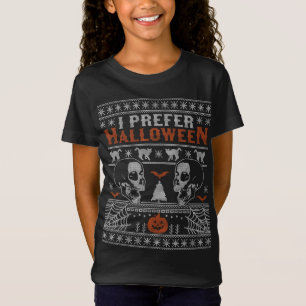 Camiseta Eu Prefiro o Halloween Feio Natal Suado Sku Xmas